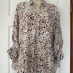 Croft & Barrow Animal Print Blouse - Black, Brown, White